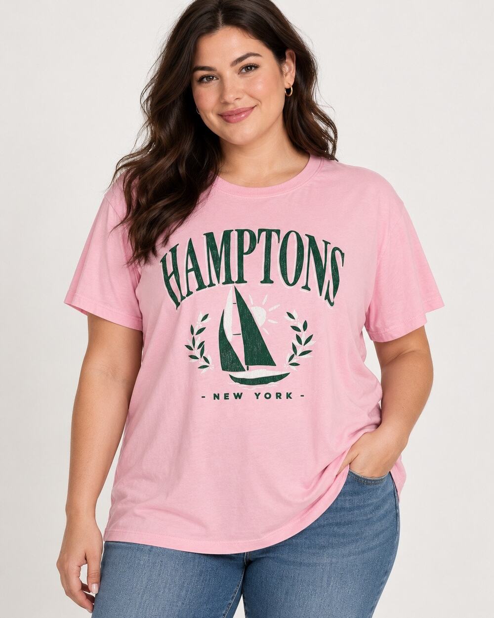 Torrid Hamptons New York Pink Sailboat Graphic Tee Size 0 Large